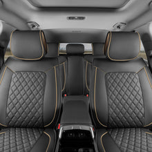 Load image into Gallery viewer, MotorBox Prestige Faux Leather Seat Covers, Semi-Custom Fit Car Seat Covers Full Set, Automotive Interior Cover for Car Truck Van SUV, PU Leather Car Seat Covers for Superior Feel &amp; Durability - Beige
