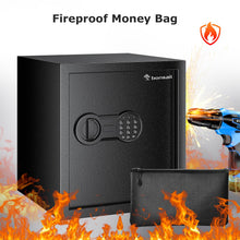 Load image into Gallery viewer, Bonsaii Safe Box with Fireproof Bag, 1.28 Cubic Feet Security Safe Box for Home, Document Safes with Digital Keypad Lock, Removable Shelf for Money, Medicine, Valuables, 12.99 x 14.17 x 12.99 Inches
