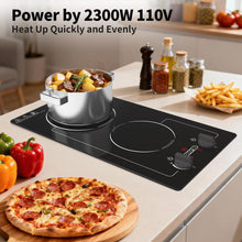 Load image into Gallery viewer, VBGK Induction Cooktop,110V 2300W 2 burner hot plate with Knob Control,9 Power Levels, Kids Lock &amp; Timer,LED touch control,Overheat Protection Electric stove,2 burner induction cooktop
