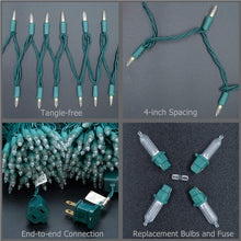 Load image into Gallery viewer, YULETIME 200 Count Warm White LED Christmas Lights, 66 Feet Green Wire UL Certified Commercial Grade Holiday String Light Set (Warm White)
