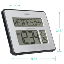 Load image into Gallery viewer, La Crosse Technology 513-1419BLv4-INT Backlight Atomic Full Calendar Clock with Extra Large Digits
