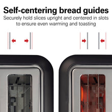 Load image into Gallery viewer, Hamilton Beach Gourmet 2 Slice Slot Toaster with Extra Long &amp; Wide Slots, Sure-Toast Technology, Shade Selector, Bagel Setting, Matte Black and Stainless Steel (22996)

