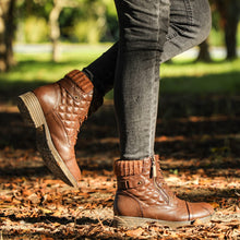 Load image into Gallery viewer, STQ Women&#39;s Combat Boots Ankle Boots Fashion Non-Slip Brown 6.5
