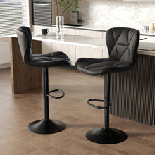 Load image into Gallery viewer, Nalupatio Modern Bar Stools Set of 2, Adjustable Faux Leather Upholstered Swivel Bar Stools, Counter Height Bar Chairs with Back for Kitchen Island, Black
