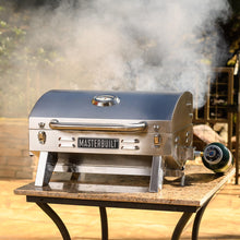 Load image into Gallery viewer, Masterbuilt Portable Propane Gas Grill with Folding Legs, Chrome-Coated Warming Rack and 288 Cooking Square Inches in Stainless Steel, Model MB20030819

