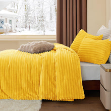 Load image into Gallery viewer, BEDELITE Fleece Queen Comforter Set -Super Soft &amp; Warm Fluffy Bright Yellow Bedding, Luxury Fuzzy Heavy Bed Set for Winter with 2 Pillow Cases
