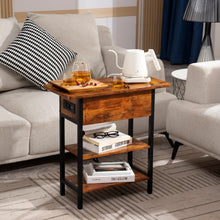 Load image into Gallery viewer, Yoobure End Table with Charging Station, Flip Top Side Table with USB Ports and Outlets, Sofa Couch Table Bedside Table for Living Room Bedroom, Narrow Nightstand with Storage Shelves for Small Space
