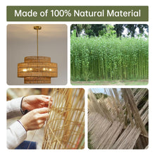 Load image into Gallery viewer, InterMaka 24” Boho Large Rattan Chandelier Light Fixture,6-Light Large Hand Woven Pendant Light Fixture Farmhouse Rustic Chandeliers for Kitchen Bedroom, Dining Room, Living Room, Hallway, Foyer
