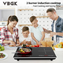 Load image into Gallery viewer, VBGK Double Induction Cooktop,110V 4000W Electric burner,2 burner Hot Plate LED Sensor Touch Energy-Saving induction stove top with Child Safety Lock &amp; Timer 2 burner induction cooktop
