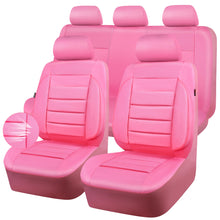 Load image into Gallery viewer, CAR PASS Pink Leather Seat Covers Full Set Universal Water Resistant 3D Foam Back Support, Luxury Comfort Automotive 5 Seat Covers All Season Fit SUV,Sedan,Van, Airbag Compatible Elegance Pink

