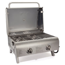 Load image into Gallery viewer, Cuisinart Chef&#39;s Style Tabletop Portable Propane Gas Grill with Dual Burners (20,000 BTUs Total), Small Grill for Camping &amp; Tailgates, Barbecue Grill, Stainless Steel
