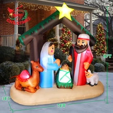 Load image into Gallery viewer, 6FT Christmas Inflatable Nativity Scene with Baby Jesus, Parents, Donkey, Sheep, Star, Blow Up Manger Set Indoor &amp; Outdoor Decorations, Built-in LED Lights for Garden, Lawn, Yard, Christmas Parties

