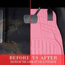 Load image into Gallery viewer, CAR PASS 4 Piece Leather Car Floor Mats -3D Cute Girly Waterproof All Weather Car Mat Full Set, Universal Trim to Fit &amp; Anti-Slip Burr Bottom &amp; Light Easy Clean for SUV Truck Auto Sedan Van(Pink)
