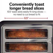 Load image into Gallery viewer, Hamilton Beach Gourmet 2 Slice Slot Toaster with Extra Long &amp; Wide Slots, Sure-Toast Technology, Shade Selector, Bagel Setting, Matte Black and Stainless Steel (22996)

