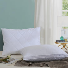 Load image into Gallery viewer, Three Geese Pack of 2 White Goose Feather Bed Pillows King Size - Soft 600 Thread Count 100% Cotton, Medium Firm,Soft Support Surround Fill Polyester, White Solid
