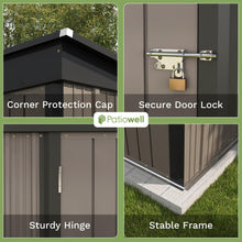 Load image into Gallery viewer, Patiowell 5x3 FT Outdoor Storage Shed, Tool Shed with Sloping Roof and Lockable Door, Metal Shed for Backyard Garden Patio Lawn, Brown

