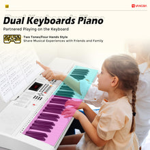Load image into Gallery viewer, Vangoa Piano Keyboard for Beginners, VGK6101 61 Key Learning Keyboard Piano w/Lighted Keys, Electric Piano Keyboard with 600 Voices &amp; 50 Demos, Stand/Microphone, USB, Record, Split for Students

