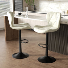 Load image into Gallery viewer, Nalupatio Modern Bar Stools Set of 2, Adjustable Faux Leather Upholstered Swivel Bar Stools, Counter Bar Chairs with Back for Kitchen Island, White
