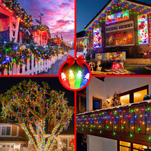 Load image into Gallery viewer, 1620 LED Christma Lights with 360 Drops, 164ft Outdoor Hanging lights with 8 Modes &amp; Timer Memory, Outsite Waterproof Curtain String Lights for Front House Fence Tree Holiday Decorations Multicolor
