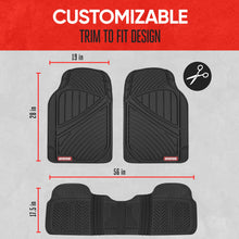 Load image into Gallery viewer, Motor Trend FlexTough Performance All Weather Rubber Car Floor Mats - 3 Piece Floor Mats Automotive Liners for Cars Truck SUV, Heavy-Duty Waterproof (Black)
