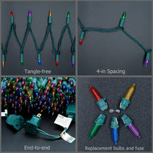 Load image into Gallery viewer, YULETIME 200 Count Multicolor LED Christmas Lights, 66 Feet Green Wire UL Certified Commercial Grade Holiday String Light Set (Multicolor)
