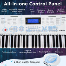 Load image into Gallery viewer, Costzon 61 Key Keyboard Piano, Electric Piano Keyboard with Lighted Keys, 350 Rhythms, 350 Timbres, 50 Demos, 3 Teaching Modes, Microphone &amp; Headphones, Portable Keyboard Piano for Beginners Adults
