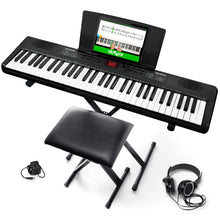 Load image into Gallery viewer, Alesis Melody 61 Keyboard Piano for Beginners with 61 Keys, Speakers, Stand, Bench, Headphones, Tablet/Sheet Music Stand, 300 Sounds and Music Lessons
