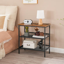 Load image into Gallery viewer, HOOBRO End Table, 3-Tier Narrow Side Table, Nightstand with 2 Flat or Slant Adjustable Shelves for Small Spaces, Hallway, Living Room, Bedroom, Sturdy, Easy Assembly, Rustic Brown and Black BF23BZ01G1
