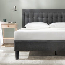 Load image into Gallery viewer, ZINUS Dachelle Upholstered Platform Bed Frame, Mattress Foundation, Wood Slat Support, No Box Spring Needed, Eco Friendly WonderBox (TM) Packaging, Easy Assembly, Dark Grey, King
