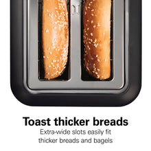 Load image into Gallery viewer, Hamilton Beach Gourmet 2 Slice Slot Toaster with Extra Long &amp; Wide Slots, Sure-Toast Technology, Shade Selector, Bagel Setting, Matte Black and Stainless Steel (22996)
