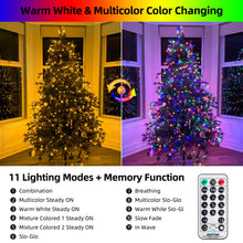 Load image into Gallery viewer, MZD8391 170FT 500 LED Christmas Lights Outdoor Indoor, Waterproof Color Changing Christmas Tree Lights for Christmas Decorations with Timer, Memory [11 Lighting Modes] (Warm White+Mulitcolor)
