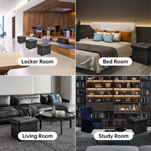 Load image into Gallery viewer, DocSafe Storage Ottoman with Lock,Fireproof Folding Ottoman Foot Rest Stool Storage Chest with Storage Safe for Important Documents,Waterproof 17 Inches Short Ottoman Foot Stool with Handles,Black
