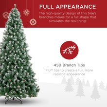 Load image into Gallery viewer, Best Choice Products 4.5ft Pre-Decorated Holiday Christmas Tree for Home, Office, Party Decoration w/ 450 PVC Branch Tips, Partially Flocked Design, Pine Cones, Metal Hinges &amp; Base
