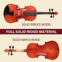 Load image into Gallery viewer, Aileen 4/4 Violin Set, Full Size Solidwood Fiddle for Adults Beginners with Hard Oblong Case, Shoulder Rest, Rosin, Two Bows, Clip-on Tuner, Extra Strings, Mute, Fingerboard Sticker, Bridge
