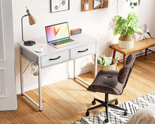 Load image into Gallery viewer, ODK Small Desk with Fabric Drawers- for Bedroom, White Vanity Desk with Storage, Home Office Computer Desk for Small Spaces, 32 Inch Modern Work Writing Study Table, White
