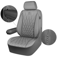 Load image into Gallery viewer, CAR PASS Piping Luxury PU Leather Two Front Car Seat Covers, Waterproof Anti Slip Seat Covers Compatible with Front Seat Armrests,Universal Fit for Suvs,Vans,Trucks,Airbag Compatible(All Gray)
