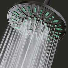 Load image into Gallery viewer, AquaDance 7-inch 6-Setting Rainfall Showerhead with Anti-Microbial Microban Protection from Mold, Mildew, and Bacteria - Clog-Free, Oil-Rubbed Bronze Finish/Coral Green Jets
