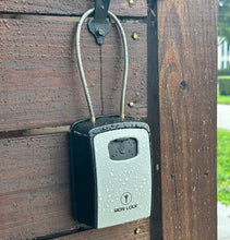 Load image into Gallery viewer, Iron Lock® XXL Key Lock Box Portable and Wall Mounted with Removable Cable Shackle Waterproof Indoor Outdoor 4 Digit Combination with Resettable Code with A B Switch Extra Large Key Lockbox Outside
