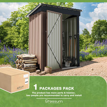 Load image into Gallery viewer, Greesum Outdoor Storage Shed 5 x 3 ft. Utility Tool Shed Metal Storage Garden Shed with Door &amp; Lock for Patio Storage, Brown

