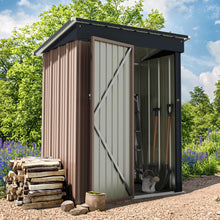 Load image into Gallery viewer, Greesum Outdoor Storage Shed 5 x 3 ft. Utility Tool Shed Metal Storage Garden Shed with Door &amp; Lock for Patio Storage, Brown
