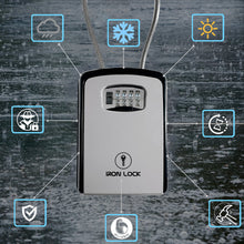 Load image into Gallery viewer, Iron Lock® XXL Key Lock Box Portable and Wall Mounted with Removable Cable Shackle Waterproof Indoor Outdoor 4 Digit Combination with Resettable Code with A B Switch Extra Large Key Lockbox Outside
