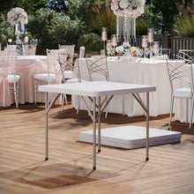 Load image into Gallery viewer, Flash Furniture Elon 2.85&#39; Square Plastic Folding Event Table for Indoor/Outdoor Events, Portable Banquet Table with Locking Legs, White
