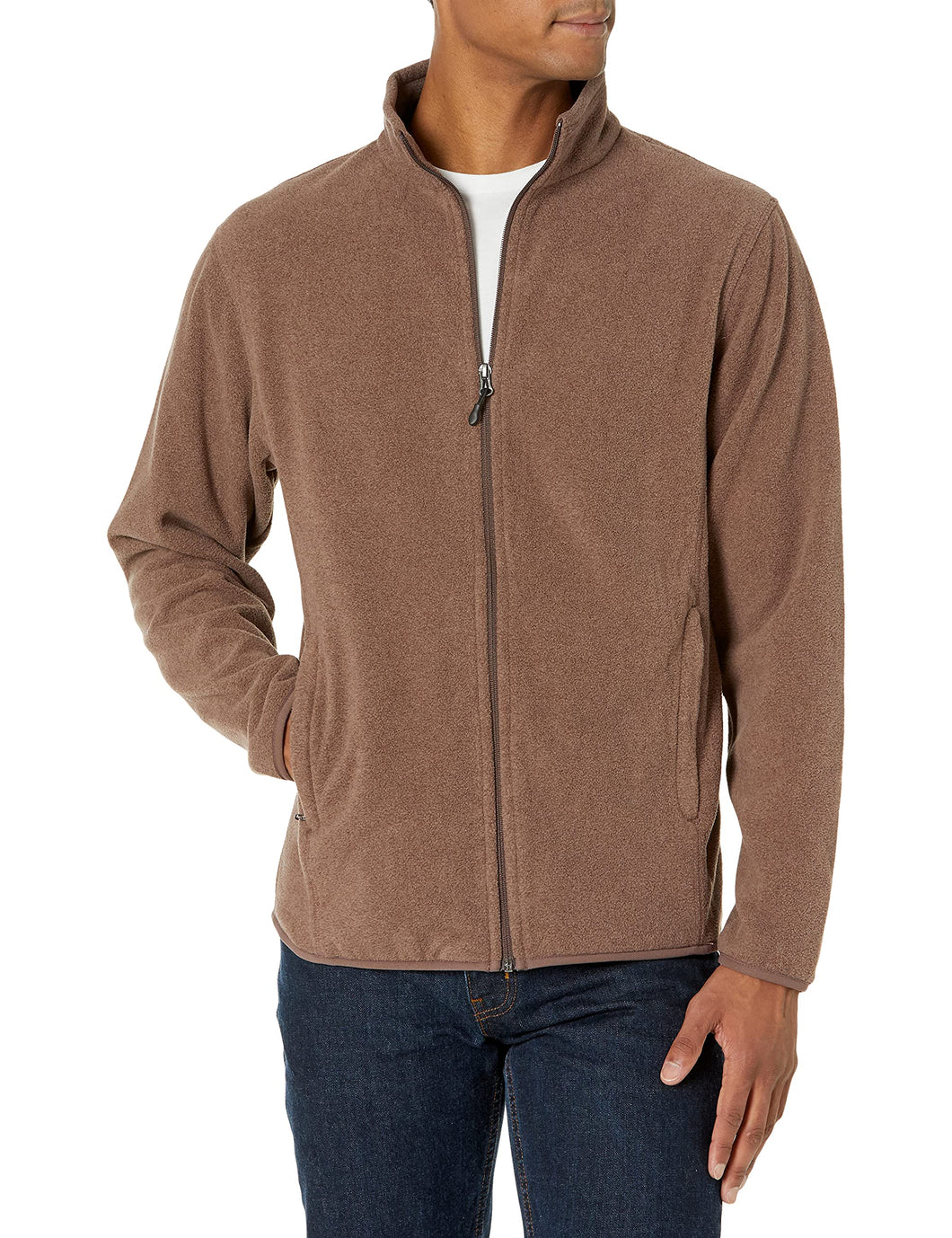 Amazon Essentials Men's Full-Zip Fleece Jacket (Available in Big & Tall), Brown Heather, X-Large