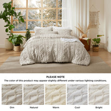 Load image into Gallery viewer, Bedsure Tufted Boho Comforter Set Queen Size - Linen Boho Bedding Comforter Set, 3 Pieces Farmhouse Shabby Chic Embroidery Bed Set, Gifts for Woman, Soft Jacquard Comforter for All Seasons
