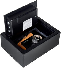 Load image into Gallery viewer, Amazon Basics Small Slim Desk Drawer Security Safe with Programmable Electronic Keypad, Black, 11.8&#39;&#39;W x 8.6&#39;&#39;D x 4.4&#39;&#39;H
