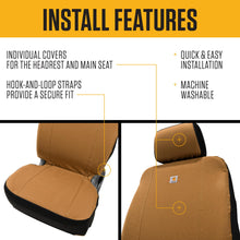 Load image into Gallery viewer, Carhartt Universal Nylon Duck Canvas Fitted Bucket Seat Covers, Durable Seat Protection with Rain Defender, One Size, Gravel
