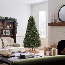Load image into Gallery viewer, National Tree Company Pre-Lit Artificial Christmas Tree, Green, North Valley Spruce, White Lights, Includes Stand, 7 Feet
