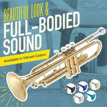 Load image into Gallery viewer, Mendini By Cecilio Bb Trumpet - Trumpets for Beginner or Advanced Student w/Case, Cloth, Oil, Gloves - Brass Musical Instruments For Kids &amp; Adults
