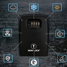 Load image into Gallery viewer, Iron Lock® - XXL Key Lock Box Wall Mount for Keys 4 Digit Combination with Resettable Code with A B Switch Extra Large lockbox Indoor Outdoor Waterproof Big Key Lock Box House Spare Keys Hide a Key
