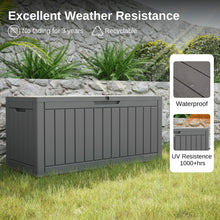 Load image into Gallery viewer, EAST OAK Outdoor Storage Box, 90 Gallon Deck Box, Waterproof Resin Storage Bin for Patio Cushions, Gardening Tools, Lockable, UV Resistant, Grey
